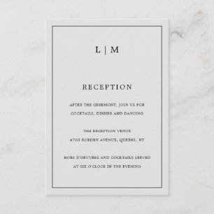 Carte D'accompagnement Monogramme gris clair simple Mariage élégant