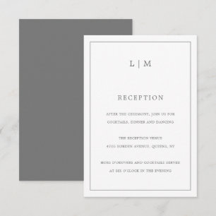 Carte D'accompagnement Monogramme gris foncé simple Mariage élégant