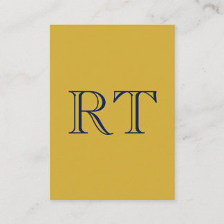 Carte D'accompagnement Monogramme Lettres Initiales Or & Bleu Simple
