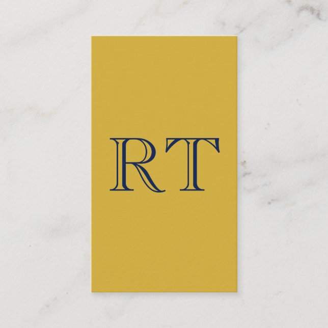 Carte D'accompagnement Monogramme Lettres Initiales Or & Bleu Simple (Devant)