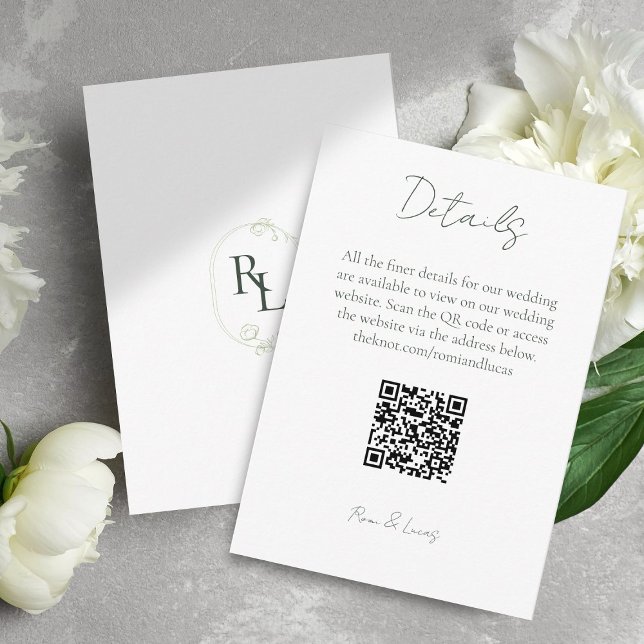Carte D'accompagnement Monogramme Mariage Finder Détails Code QR (Créateur téléchargé)