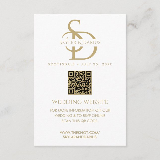 Carte D'accompagnement Monogramme Mariage simple Télécharger la photo Cod (Devant)