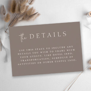Carte D'accompagnement Monogramme minimaliste moderne Détails du Mariage