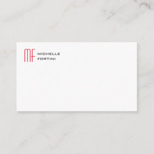 Carte D'accompagnement Monogramme minimaliste moderne Initiale Rouge Blan