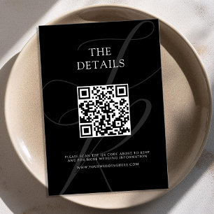 Carte D'accompagnement Monogramme minimaliste moderne Mariage noir et bla
