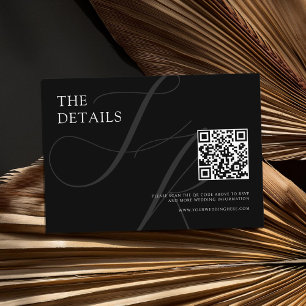 Carte D'accompagnement Monogramme minimaliste moderne Mariage noir et bla