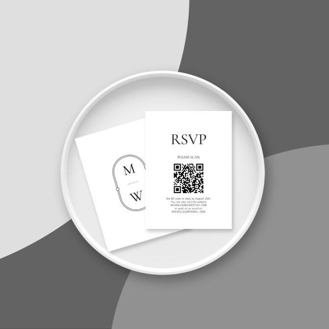 Carte D'accompagnement Monogramme minimaliste QR Code Mariage RSVP (Créateur téléchargé)