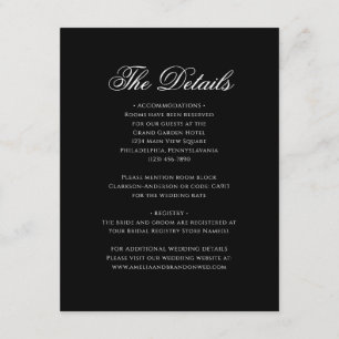 Carte D'accompagnement Monogramme noir classique Détails de mariage
