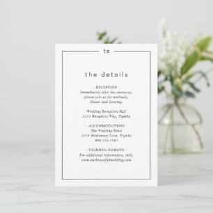 Carte D'accompagnement Monogramme noir et blanc intemporel Mariage modern
