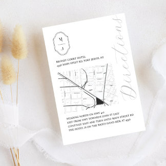 Carte D'accompagnement Monogramme noir et blanc minimum - Mariage