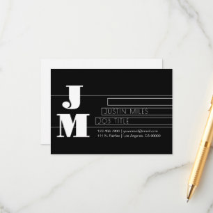 Carte D'accompagnement Monogramme noir et blanc rétro-moderne personnalis