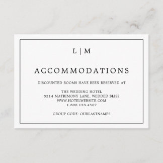 Carte D'accompagnement Monogramme noir et blanc simple Mariage élégant