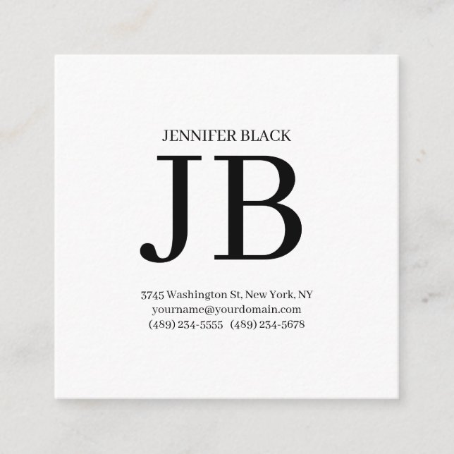 Carte D'accompagnement Monogramme Professionnel Noir Blanc (Devant)