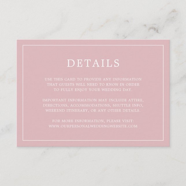 Carte D'accompagnement Monogramme rose clair simple Mariage élégant (Devant)