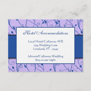 Carte D'accompagnement Monogramme Royal Blue Lilac Floral Swirl Mariage
