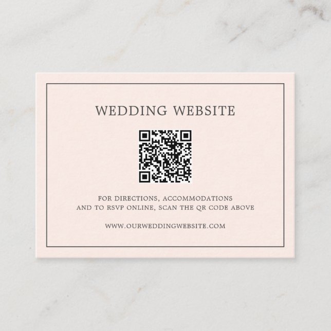 Carte D'accompagnement Monogramme simple code QR rose blush Mariage éléga (Devant)