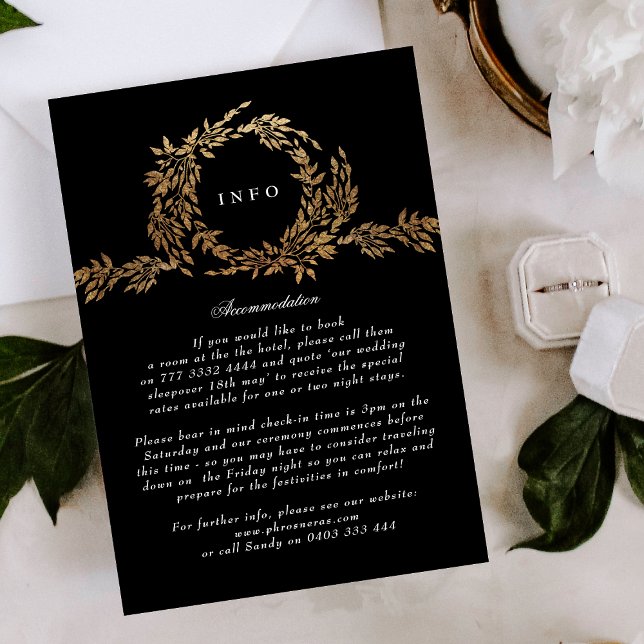 Carte D'accompagnement Monogramme traditionnel Noir Crest Mariage classiq (Créateur téléchargé)