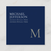 Monogramme uni bleu foncé tendance affaires