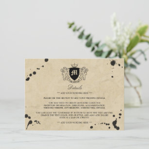 Carte D'accompagnement Monogramme vintage et Mariage de fixation d'encre