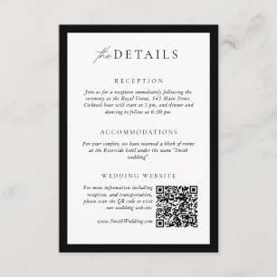 Carte D'accompagnement Monogramme Wreath Mariage Détails QR Code Classic