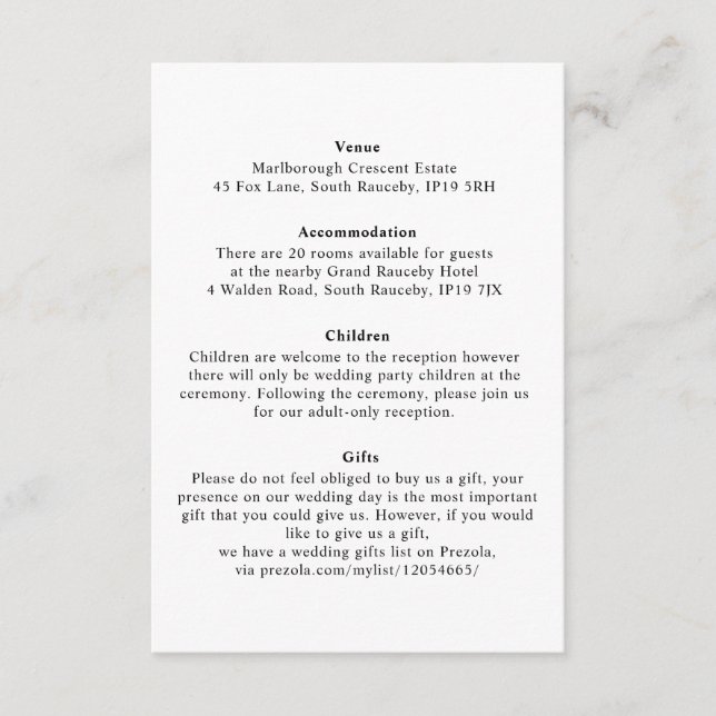 Carte D'accompagnement Monogrammes floraux minimaux élégants (Devant)