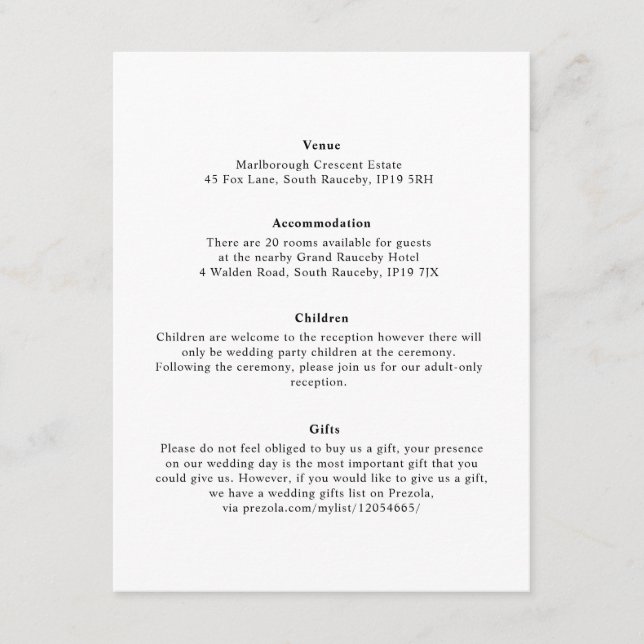 Carte D'accompagnement Monogrammes floraux minimaux élégants (Devant)