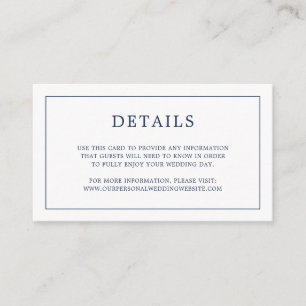 Carte D'accompagnement Monographie bleu marine simple Mariage élégant