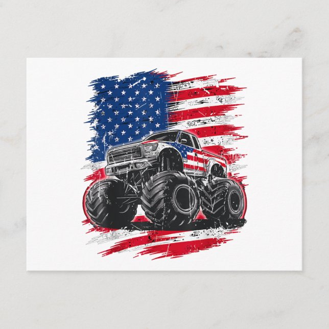 Carte D'accompagnement Monster Truck USA Drapeau américain (Devant)