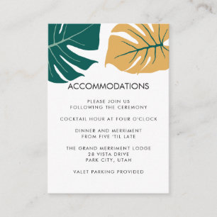 Carte D'accompagnement Monstera jaune Hébergement hôtelier Mariage