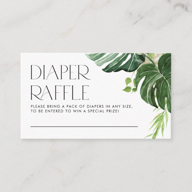 Carte D'accompagnement Monstera Tropical Summer Baby shower Déchets Raffl (Devant)