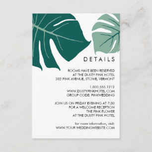 Carte D'accompagnement Monstera Vert   Détails pour les invités d'un mari