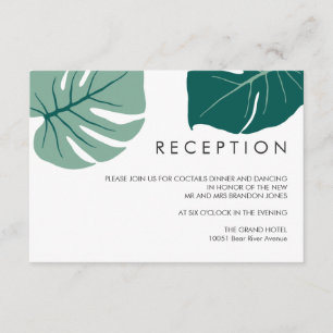 Carte D'accompagnement Monstera Vert   ENCLOSURE DE RÉCEPTION DE MARIAGE