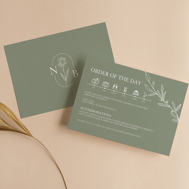 Carte D'accompagnement Montage minimaliste du Mariage Boho Sage Green (Créateur téléchargé)
