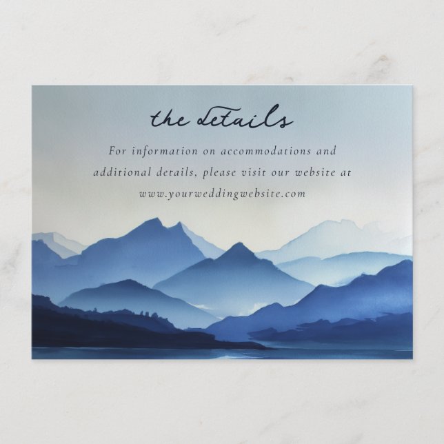 Carte D'accompagnement Montagnes Aquarelle Bleu Tranquille (Devant)