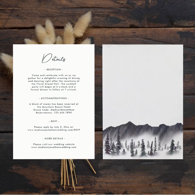 Carte D'accompagnement Montagnes aux Pins Éternels Mariage Simple (Front/Back
)