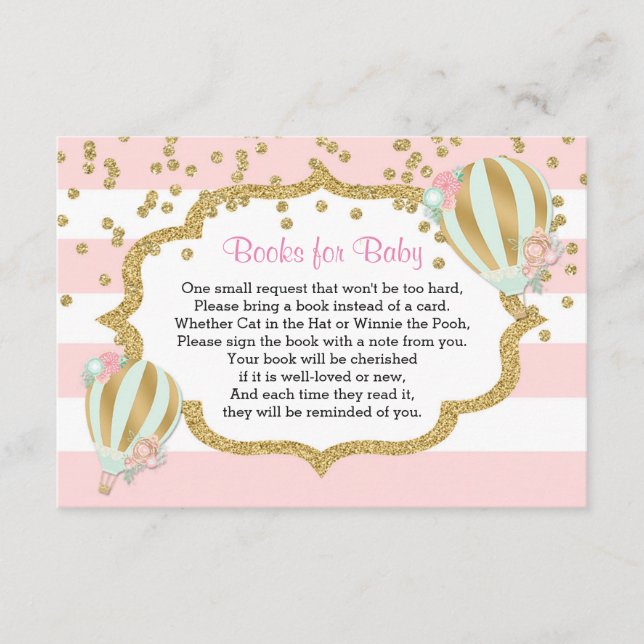 Carte D'accompagnement montgolfière Livres pour bébé apportez un insert l (Devant)