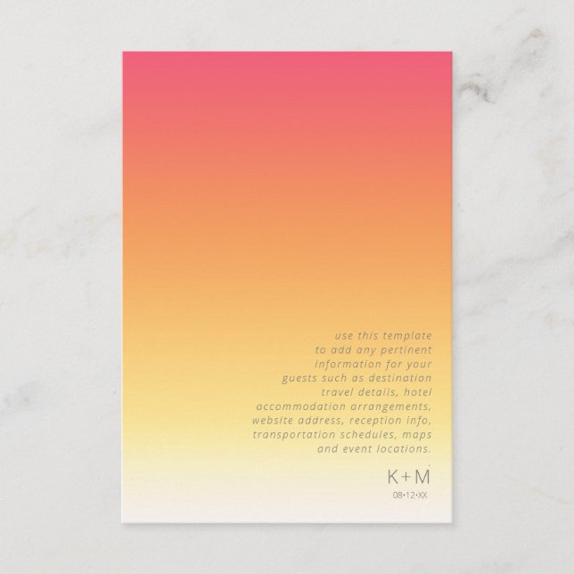 Carte D'accompagnement Mood Gradient Détails du Mariage Hot Summer ID741 (Devant)