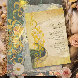 Carte D'accompagnement Moody Baroque Vintage Floral Détails du Mariage