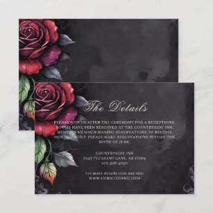 Carte D'accompagnement Moody foncé gothique Rose rouge Mariage noir