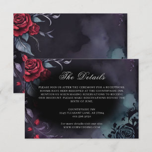 Carte D'accompagnement Moody foncé gothique Rose rouge violet Mariage