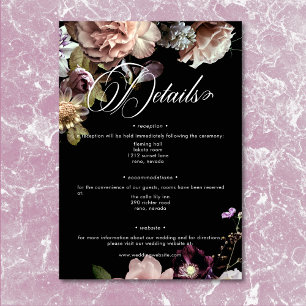 Carte D'accompagnement Moody foncé Pastel Opulent Floral noir Détails