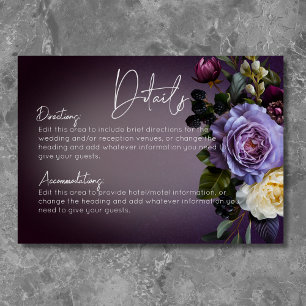 Carte D'accompagnement Moody foncé violet & lavande Floral Détails modern
