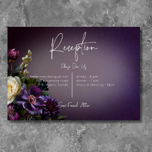 Carte D'accompagnement Moody foncé violet & lavande Floral moderne