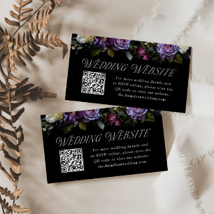 Carte D'accompagnement Moody Gothic Floral Mariage Website QR Code