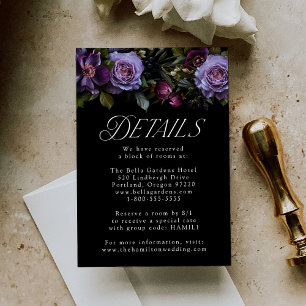 Carte D'accompagnement Moody Gothic Purple Floral Détails du Mariage