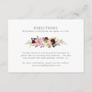 Carte D'accompagnement Moody Plum Floral Garland Mariage Directions