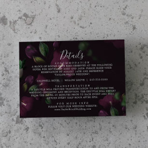 Carte D'accompagnement Moody Purple Blooms Motif Détails sur le Mariage