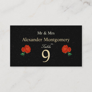 Carte D'accompagnement Moody Starry Night Crimson Roses Place Escort Card