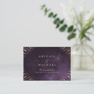 Carte D'accompagnement Moody violet rose or calligraphie mariage insérer