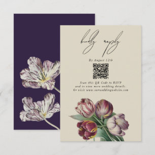 Carte D'accompagnement Moody Watercolor Purple Tulips Mariage